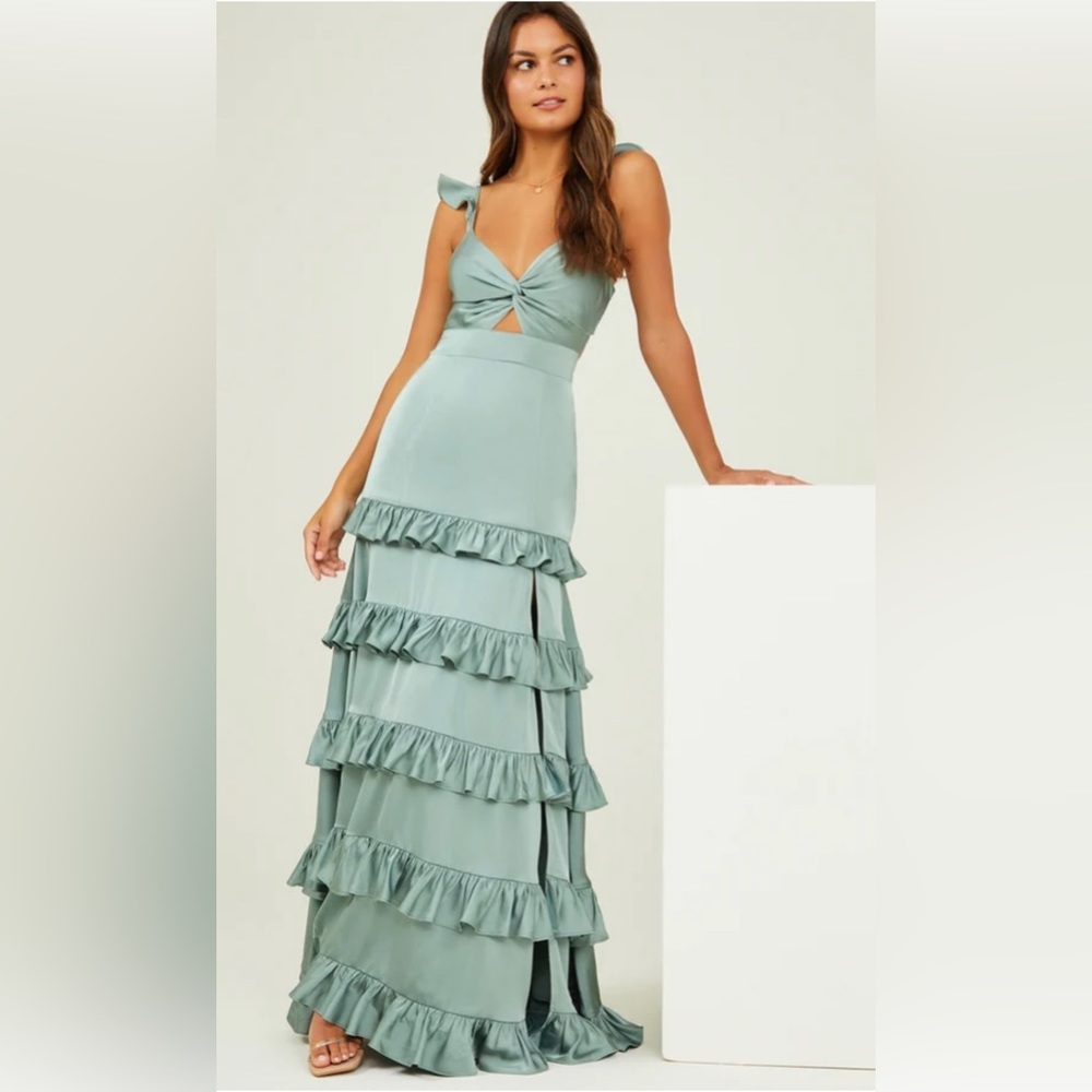 Altar’d state Maxi Dress. Size XS. Color: Dark-Sage